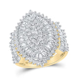 10kt Yellow Gold Womens Round Diamond Marquise-shape Cluster Ring 2 Cttw