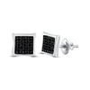 Sterling Silver Round Black Color Enhanced Diamond Square Earrings 1/20 Cttw