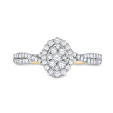 10kt Yellow Gold Womens Round Diamond Oval Cluster Ring 1/2 Cttw