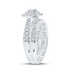 10kt White Gold Round Diamond Halo Bridal Wedding Ring Band Set 3/4 Cttw