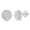 Sterling Silver Round Diamond Disk Circle Earrings 1/6 Cttw