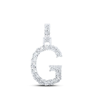 10kt White Gold Womens Round Diamond G Initial Letter Pendant 1/10 Cttw