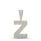 10kt Two-tone Gold Mens Round Diamond Z Letter Charm Pendant 3/4 Cttw