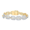 10kt Yellow Gold Mens Baguette Diamond Link Bracelet 8-1/2 Cttw