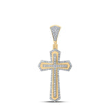 10kt Yellow Gold Mens Round Diamond Cross Charm Pendant 3/8 Cttw