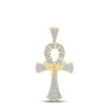 10kt Yellow Gold Mens Round Diamond Ankh Cross Charm Pendant 1/2 Cttw