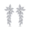 14kt White Gold Womens Round Diamond Leaf Dangle Earrings 1-1/5 Cttw