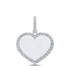 10kt White Gold Mens Round Diamond Heart Memory Charm Pendant 1/10 Cttw