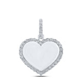 10kt White Gold Mens Round Diamond Heart Memory Charm Pendant 1/10 Cttw