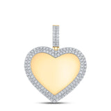 10kt Yellow Gold Mens Round Diamond Heart Memory Charm Pendant 2 Cttw