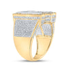 10kt Two-tone Gold Mens Round Diamond R Initial Letter Ring 1-1/4 Cttw