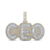 14kt Two-tone Gold Mens Baguette Diamond CEO Charm Pendant 5 Cttw