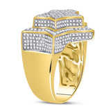 10kt Yellow Gold Mens Round Diamond Statement Cluster Star Ring 1-3/4 Cttw