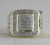 10kt Yellow Gold Mens Round Diamond Square Cluster Ring 1/2 Cttw