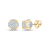 10kt Yellow Gold Round Diamond Cluster Earrings 1/5 Cttw