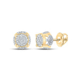 10kt Yellow Gold Round Diamond Cluster Earrings 1/5 Cttw