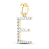 10kt Yellow Gold Womens Round Diamond E Initial Letter Pendant 1/5 Cttw