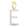 14kt Yellow Gold Womens Round Diamond E Initial Letter Pendant 1/4 Cttw