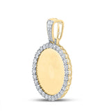 10kt Yellow Gold Mens Round Diamond Memory Circle Mirror Charm Pendant 3/4 Cttw