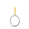 10kt Yellow Gold Womens Round Diamond O Initial Letter Pendant 1/10 Cttw