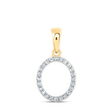 10kt Yellow Gold Womens Round Diamond O Initial Letter Pendant 1/10 Cttw