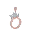 10kt Two-tone Gold Mens Round Diamond Crown O Letter Charm Pendant 1-3/8 Cttw