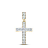 10kt Yellow Gold Mens Round Diamond Cross Charm Pendant 1 Cttw