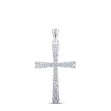 10kt White Gold Womens Round Diamond Cross Pendant 3/8 Cttw