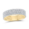 10kt Yellow Gold Mens Round Diamond 3-Row Pave Band Ring 2-5/8 Cttw