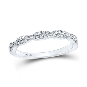 14kt White Gold Womens Round Diamond Twist Stackable Band Ring 1/4 Cttw