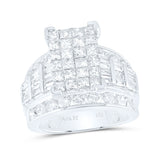 14kt White Gold Princess Diamond Cluster Bridal Wedding Engagement Ring 4 Cttw