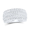 10kt White Gold Womens Round Diamond 4-Row Fashion Ring 1-5/8 Cttw