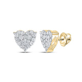 10kt Yellow Gold Womens Round Diamond Heart Earrings 3/4 Cttw