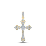 10kt Yellow Gold Womens Round Diamond Cross Pendant 1/5 Cttw