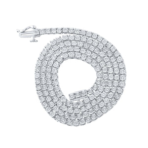 10kt White Gold Mens Round Diamond 18-inch Link Chain Necklace 1 Cttw