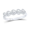 Sterling Silver Womens Round Diamond Heart Band Ring .03 Cttw