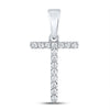 14kt White Gold Womens Round Diamond T Initial Letter Pendant 1/8 Cttw