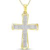 10kt Yellow Gold Mens Round Diamond Roman Cross Charm Pendant 1/3 Cttw