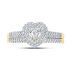 10kt Yellow Gold Round Diamond Heart Bridal Wedding Ring Band Set 1/3 Cttw