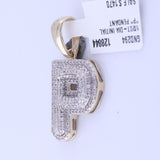 10kt Yellow Gold Mens Round Diamond P Initial Letter Charm Pendant 1/2 Cttw
