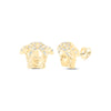 10kt Yellow Gold Round Diamond Medusa Stud Earrings 1/10 Cttw