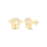 10kt Yellow Gold Round Diamond Medusa Stud Earrings 1/10 Cttw