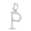 10kt White Gold Womens Round Diamond Initial P Letter Pendant 1/6 Cttw