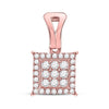 14kt Rose Gold Womens Round Diamond Square Cluster Pendant 1/4 Cttw
