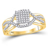 10kt Yellow Gold Womens Round Diamond Rectangle Twist Cluster Ring 1/4 Cttw