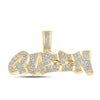 10kt Yellow Gold Mens Round Diamond Queen Graffiti Charm Pendant 1-1/5 Cttw