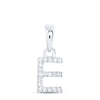 10kt White Gold Womens Round Diamond E Initial Letter Pendant 1/20 Cttw