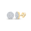 14kt Yellow Gold Round Diamond Cluster Earrings 1-7/8 Cttw