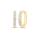 14kt Yellow Gold Womens Round Diamond Channel Set Hoop Earrings 1/4 Cttw