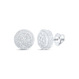 14kt White Gold Round Diamond Cluster Earrings 3-7/8 Cttw